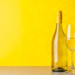 White wine bottle and wine glass